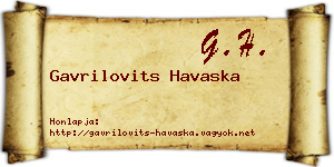 Gavrilovits Havaska névjegykártya
